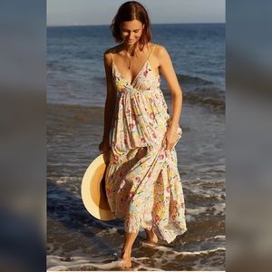 Anthropologie Ro's Garden Florida Maxi Dress Floral White Size XS